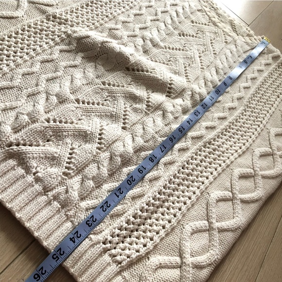 Hand Knit Cable Knit Drop Shoulder Lace Detailed Sweater in White - Picture 8 of 10